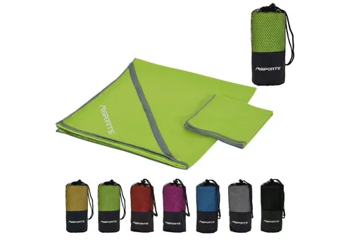 MSports® Gymnastikmatte Mikrofaser Handtuch 2er Set inkl. Tragetasche (2er Set inkl. Tragetasche Lindengrün)