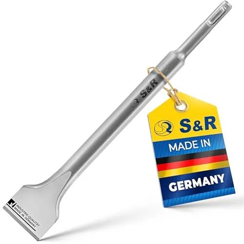 S&R Spatmeißel in Industrie-Qualität Made in Germany, SDS-plus 250 x 40 mm, rund, Spat Meißel hohe Standzeit durch spezielle Härtungsverfahren, optimierte Meißel- und Klingengeometrie