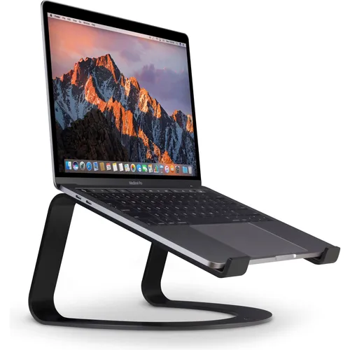 Twelve South Curve Laptop-Ständer - Ergonomischer Laptop-Ständer für MacBook in elegantem Matte Black, aus hochwertigem Aluminium, hebt Ihren Laptop an und verwandelt Ihren Arbeitsplatz in eine stilvolle, minimalistische Umgebung.