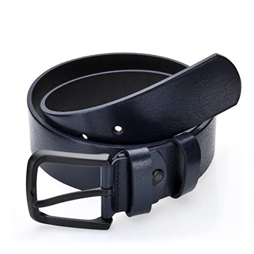 Gelverie Leder Gürtel Herren Echt Leder Belt Blue 135 cm