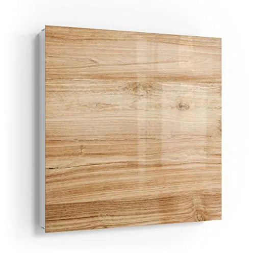 DEQORI Schlüsselkasten weiß | 30x30 cm | Motiv Holzstruktur detailliert | Glas & Metall Schlüssel-Box | Schlüsselschrank mit 50 Haken + 2 Magnete | Moderne Design Box magnetisch & beschreibbar