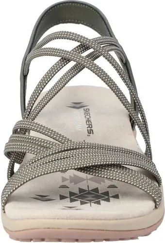 Skechers Reggae Slim - Turn It Up - Olive Textil Größe: 40 Normal - Wanderschuhe: Bequeme, vegane Sandale mit Memory Foam Fußbett für höchsten Komfort bei Outdoor-Abenteuern. Ideal für Wanderungen und Ausflüge!