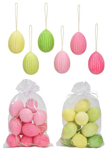 Levandeo® Osterei, 24er Set Deko Eier Hängedeko Ostern Rosa Gelb Grün Pink Ostereier