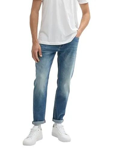 TOM TAILOR Denim Herren Tapered Slim Fit Jeans 1043435 - Moderne Jeans im 5-Pocket-Style mit 20% recycelter Baumwolle für Umweltbewusstsein und optimalen Tragekomfort. Perfekt für stilbewusste Männer!