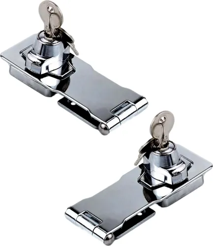 2er Set 105mm x 40mm abschließbare Überfalle mit Schloss und 2 x Schlüssel | Sicherheitsüberfalle inkl. 6 x Schrauben | Aufschraubschloss | Möbelschloß | Schrankschloss | Vorhängeschloß | Türriegel