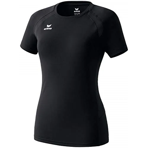 erima Damen T-Shirt Performance, schwarz - T-Shirt für Damen aus leichtem, schnelltrocknendem Material mit optimaler Belüftung durch Mesh-Einsätze, ideal für Sport und Fitness.