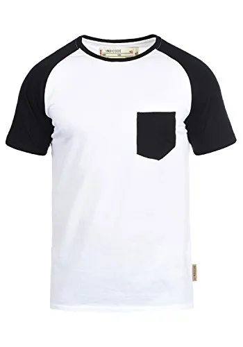 Indicode IDGresham Herren T-Shirt Kurzarm Shirt mit Rundhals-Ausschnitt Brusttasche Baumwollmischung Regular fit, Größe:XL, Farbe:White Black (9995)