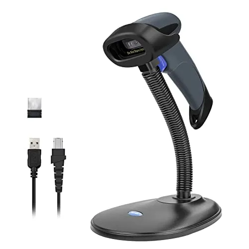 NETUM Wireless 2D QR Barcode Scanner mit Ständer, 3 in 1 Bluetooth & 2,4GHz Wireless&USB Wired Automatischer Barcode Imager Reader Handheld Scanner Kompatibel für Laptops, Computer, Kassierer, POS