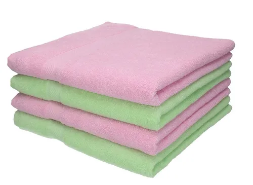 Betz Duschtücher 4 Stück Palermo Duschtuch 100 % Baumwolle 70 x 140 cm grün-rosé, 100% Baumwolle