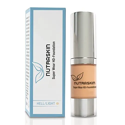 Nutraskin Super Wear HD Foundation light – Liquid Foundation I Make Up Foundation flüssig für einen strahlenden Teint I Langanhaltes und wasserfestes Primer Make Up I Made in Germany I 15ml