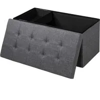 Costway Klappbarer Sitzhocker mit Stauraum - Dunkelgrau - Eleganter, klappbarer Sitzhocker mit geräumigem Stauraum für Kleidung und mehr. Der robuste MDF-Rahmen und der gepolsterte Bezug sorgen für hohen Komfort und Langlebigkeit. Ideal für jeden Raum!