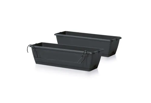 Spetebo Balkonkasten mit Bewässerungssystem - Garten-Zubehör: Wetterfester Blumenkasten mit Halterung und integriertem Bewässerungssystem für gesunde Pflanzen auf dem Balkon.