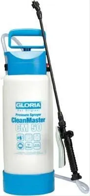 Gloria Drucksprüher CleanMaster cm 50 - 5 L Reinigungssprüher für Säuren und Laugen, inkl. 0,5 m Verlängerungslanze für professionelle Gebäudereinigung