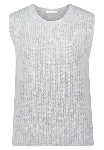 BETTY & CO Damen Strickpullover ohne Arm - Casual Pullover in Light Silver Melange, lässiger Schnitt mit seitlichem Schlitz für optimale Bewegungsfreiheit und modernen Look. Ideal für stilvolle Alltagsoutfits.