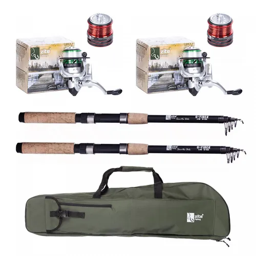 Angelset Karpfen Aal 2xTeleskoprute 2,7m 2xAngelrolle 1xRutentasche Zite Fishing