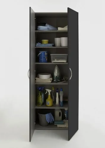 Xora Mehrzweckschrank, Graphit, 5 Fächer - Büromöbel, stabiler Mehrzweckschrank aus Holzwerkstoff mit 5 Fächern, ideal für Waschküche oder Büro, Made in Germany und BQ-zertifiziert.