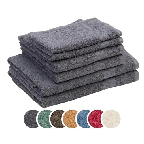 liebling Frottier Set Borte, je 2 x Handtücher 50 x 100 cm, Duschtücher 70 x 140 cm, Gästetücher 30 x 50 cm, Ökotex, 60 Grad, saugstark, schnelltrocknend, anthrazit