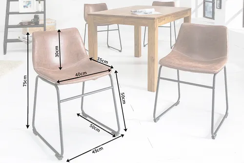 riess-ambiente Industrial Design Stuhl DJANGO vintage braun mit Eisengestell
