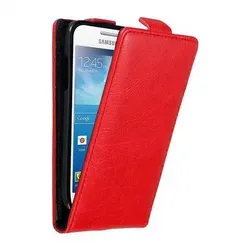 Cadorabo Hülle für Samsung Galaxy S4 MINI Schutz Hülle in Rot Flip Etui Handyhülle Case Cover