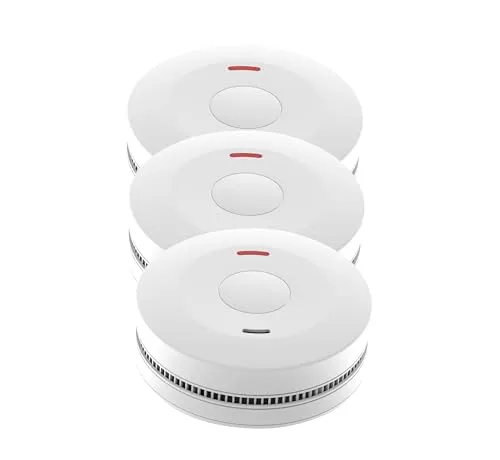 3er Rauchmelder Set Jeising SD-432 - TÜV Zertifiziert mit 10 Jahren Batterie - Rauchmelder Set zur zuverlässigen Brandgefahrensicherung, mit 10 Jahren langlebiger Batterie und Stummschaltfunktion für stressfreies Wohnen.