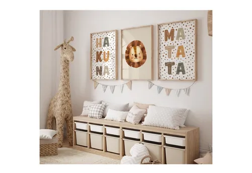 MeinBaby123® Poster Bilder Kinderzimmer, Poster Kinderzimmer Deko, Süße Tiere, Babyzimmer, Tiere Wandbilder,  Boho,  Sprüche