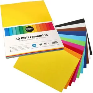 perfect-ideaz Fotokarton A2, 10 Farben sortiert, 300g/m², 50 Blatt