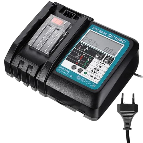 Akku 18v Ladegerät DC18RC Schnellladegerät Kompatibel mit Makita 14,4 Volt und 18 Volt Li-Ion Ersatzakku BL1815 BL1830 BL1840 BL1850 BL1860 BL1890 BL1415 BL1430 BL1440