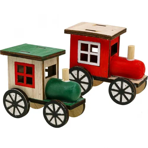 Weihnachtsdeko Holz Eisenbahn Zug Lokomotive Set 4-teilig Handbemalt, 4 Stück