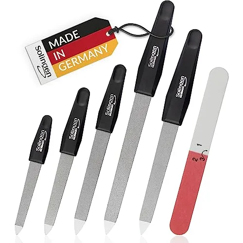 marQus Saphir Nagelfeilen Set - Hochwertiges SIX-Pack aus Solingen, grobe und feine Seite, 9 bis 17.6 cm Länge - Professionelle Saphierfeilen für perfekte Nagelpflege inkl Polierfeile made in Germany