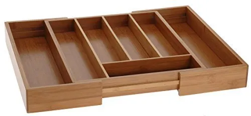 Spetebo Bambus Besteckkasten - ausziehbar - mit bis zu 7 Fächern
