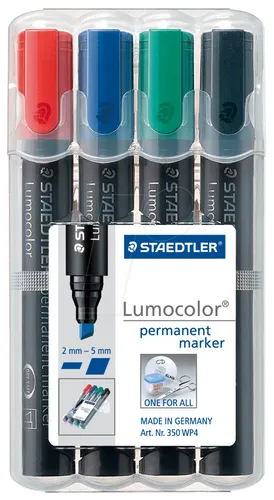 STAEDTLER 350C4 - Permanent Marker, 2 - 5 mm, Set, 4 Farben