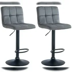 CLP Barhocker Peru Samt 2er Set - Höhenverstellbare Drehstühle mit luxuriösem Samtbezug und Fußstütze, ideal für moderne Küchen oder Bars. Exzellenter Komfort und robuste Konstruktion für langlebigen Genuss.