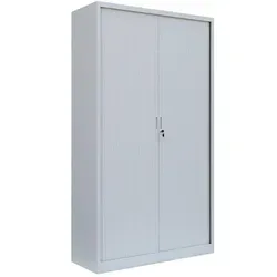 XXL Querrollladenschrank Stahl Büro Aktenschrank 1950 x 1000 x 460 mm - Büroschränke mit langlebiger Stahlkonstruktion und pflegeleichten Rollladentüren. Optimal für enge Räume, 4 höhenverstellbare Fachböden und Hakenriegelschloss für Sicherheit.