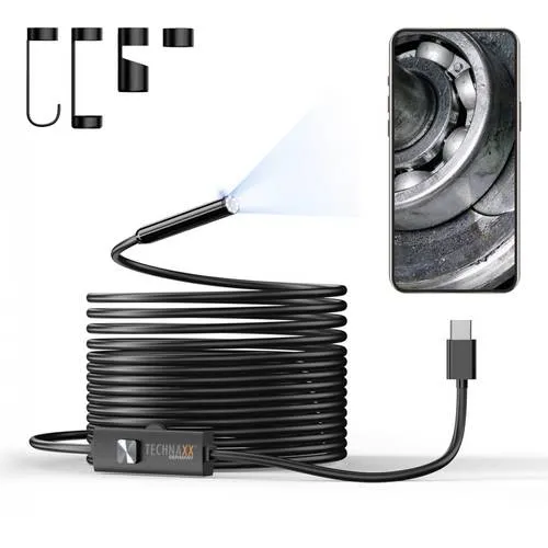 Technaxx Profi USB-C Endoskopkamera 5m HD, wasserdicht und dimmbar