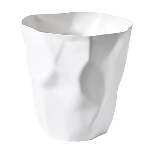 Ailler Papierkorb aus Kunststoff, für Büro und Schlafzimmer, unregelmäßig, umweltfreundlich (weiß)