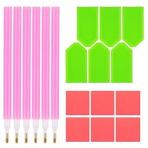 WOLMIK 5D DIY Diamond Painting Zubehör Kit, 18 Stück Diamant Painting Bilder Kit für Diamantperlen Bastelzubehör, Diamant Painting Craft Nail Art Stickerei Kreuz Stitch mit Stift für Erwachsene Kinder