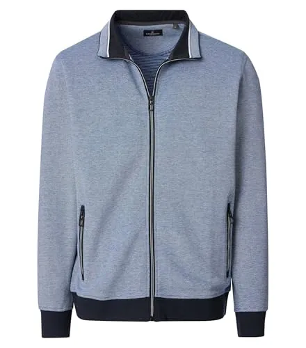 CASAMODA Sweatjacke gestreift blau XXL - Bequeme Sweatjacke in Größe XXL mit stylischem Streifenmuster. Aus 100 % Baumwolle für hohen Tragekomfort. Ideal für entspannte Tage und Freizeitaktivitäten.