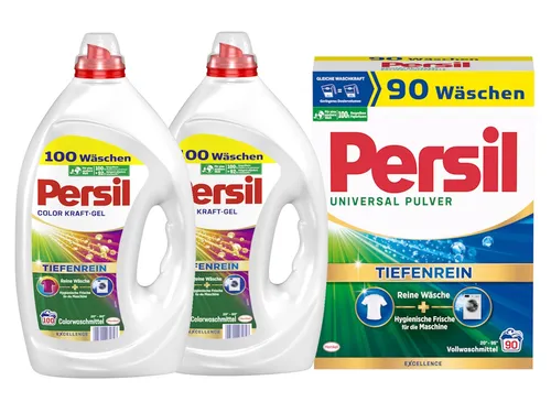 PERSIL Kraft-Gel 2x 100 WL Color 2x 4,5l & Pulver 90 WL Universal 1x 5,4kg