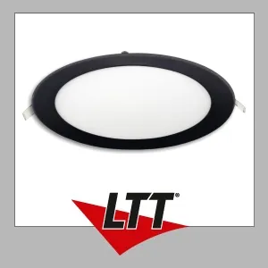 ISOLED Downlight 18W rund ultraflach schwarz dimmbar CRI90 - Einbauleuchte mit 18W, warmweißem Licht (3000K) und CRI90 für hervorragende Farbwiedergabe. Ideal für Galerien und Ladengeschäfte, sorgt für blendfreies Licht und einfache Installation.