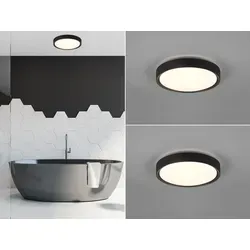 LED Deckenleuchte Set Schwarz Ø33cm – Moderne Lampe für Badezimmer & Feuchträume - Elegantes 2er Set in Schwarz mit IP44-Schutz für Feuchträume. Ideal für Badezimmer und Gäste-WC, sorgt für ein helles Ambiente und passt zu verschiedenen Einrichtungsstilen.