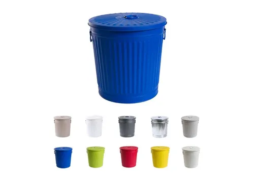 Jinfa Mülleimer mit Deckel - Ascheeimer aus Metall - Aschesauger in stilvollem Blau, 7 Liter Fassungsvermögen und manuelles Öffnungssystem für einfache Handhabung.