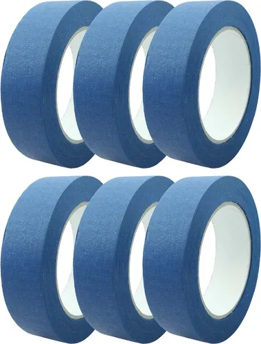 Rollen Pro Mask blau Feinkreppband 25mm x 50m - Abklebebänder - Hochqualitatives, feuchtigkeitsstabil und hitze- sowie UV-beständiges Feinkreppband für perfekte Ergebnisse im Innen- und Außenbereich.