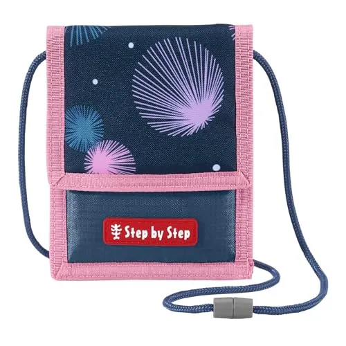 Step by Step Brustbeutel „Mermaid Delia“ blau-rosa mit Sichtfenster, Münzfach mit Reißverschluss, Schlüsselbefestigung, zum Umhängen, für Mädchen ab der 1. Klasse