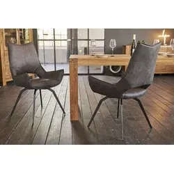 KAWOLA SIVO Esszimmerstuhl - Drehstuhl in Anthrazit - Eleganter Esszimmerstuhl aus hochwertigem Stoff, ideal für modernes Wohnen. Bequem und drehbar, perfekt für Esszimmer und Wohnzimmer.