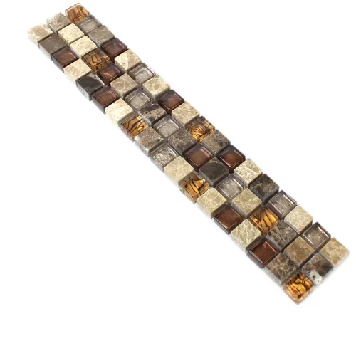 Glas Naturstein Mosaikbordüre Gabon Braun