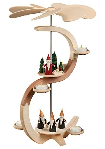 Seiffener Volkskunst Weihnachtspyramide 2-stöckig S-Form