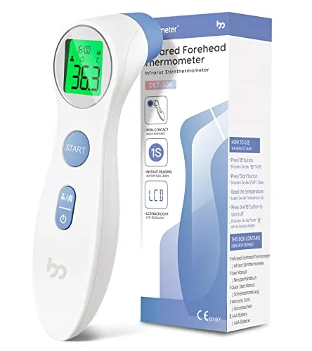Infrarot Stirnthermometer für Babys, Kinder und Erwachsene - Kontaktloses Fieberthermometer mit sofortiger und präziser Ablesung in nur 1 Sekunde, ideal für die ganze Familie und mit Fieberalarm-Funktion für einfache Temperaturkontrolle.