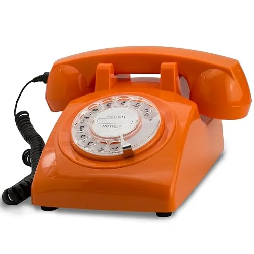 Opis 60s Cable: Nostalgisches Wählscheibentelefon in Orange in orange von Opis Technology