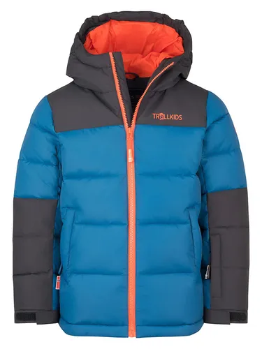 Trollkids Kids Narvik Jacket PRO 104, Nordic Blue - Funktionsjacke für Kinder, gefüllt mit synthetischer Daune für optimale Wärme und ausgestattet mit reflektierenden Details für Sicherheit im Dunkeln.