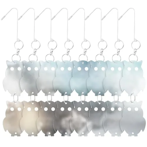 ISOTRONIC Aufhänger zur Vogelabwehr | Vogelschreck Taubenabwehr Taubenschreck | Wirksamer Schutz vor Tauben, Gänse, Spechte | arbeitet ohne Ultraschall Spikes Vogelnetz (8, Eule)